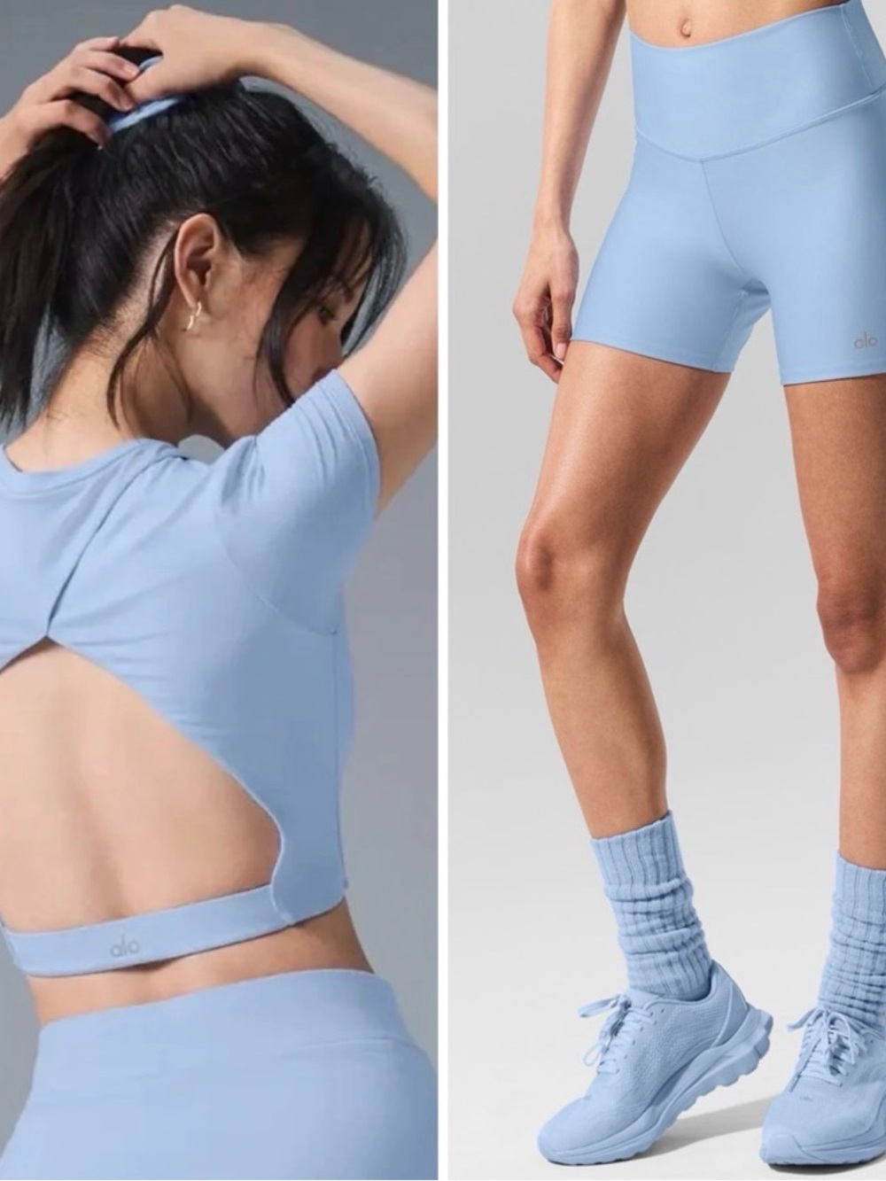 Alo Yoga Light Blue Cropped Tee